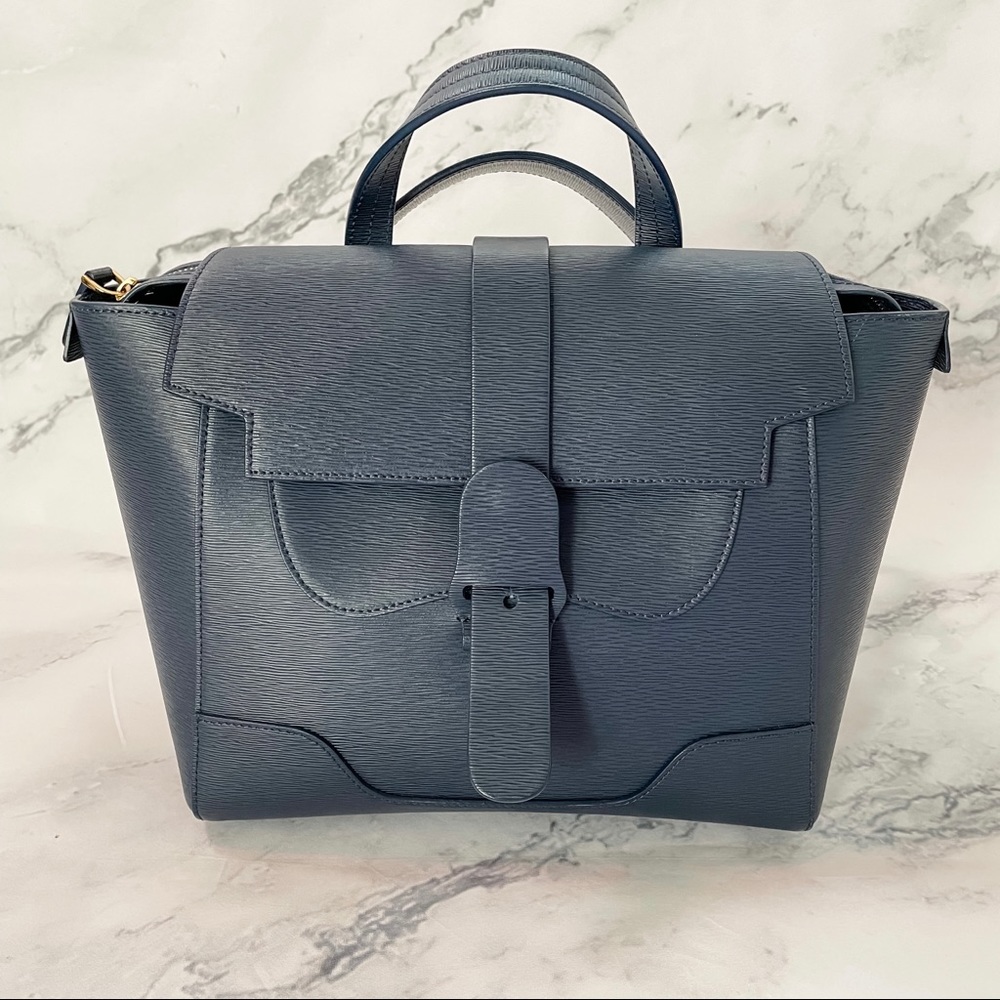 Senreve Midi Maestra Mimosa Leather in Pilot Navy Blue